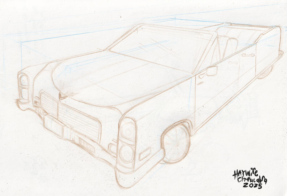 1968 Black Cadillac Convertible DeVille sketch - April 2025